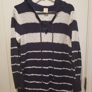 Women's light nautical sweater with hoodie